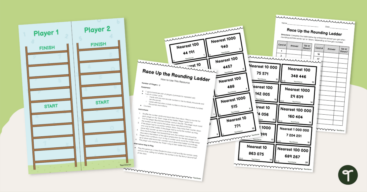 Rounding Games for 4th Graders — Race Up the Rounding Ladder! teaching resource