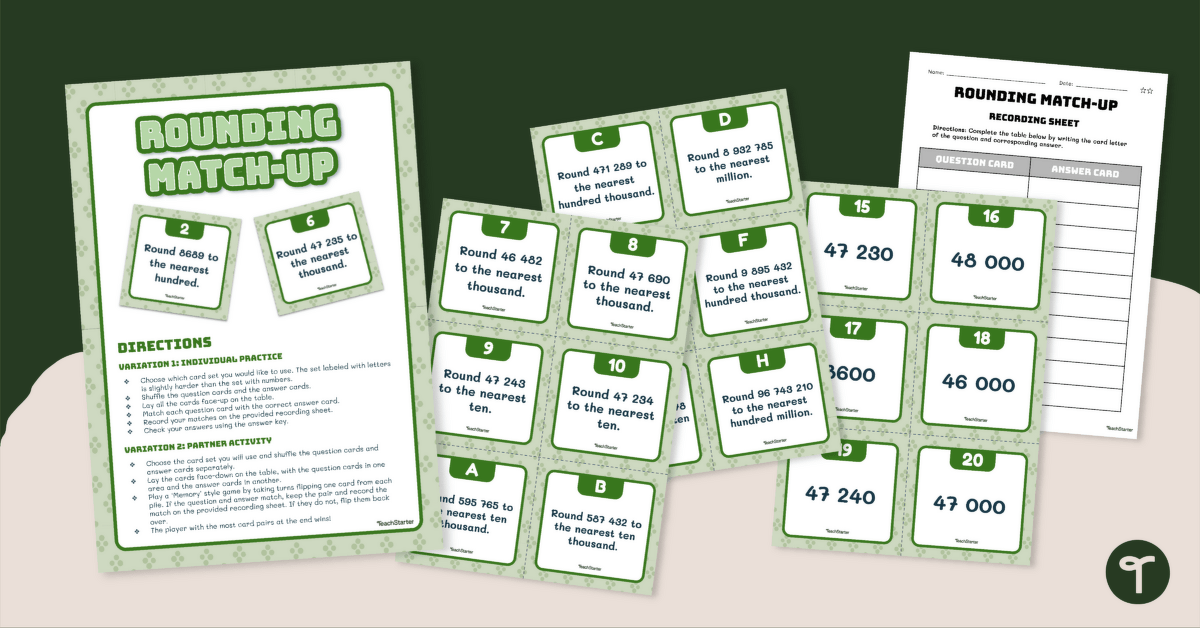 Games for Rounding — 'Rounding Match-Up' teaching resource