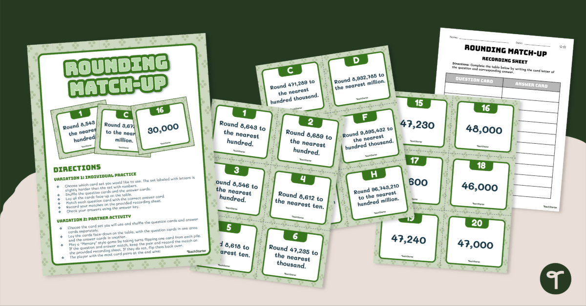 Rounding Games (3rd Grade) — “Rounding Match-Up” teaching resource