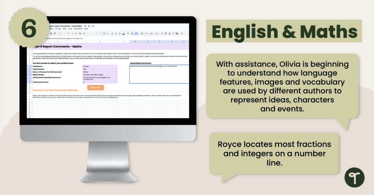 Report Comments for Year 6 - Comment Bank teaching resource