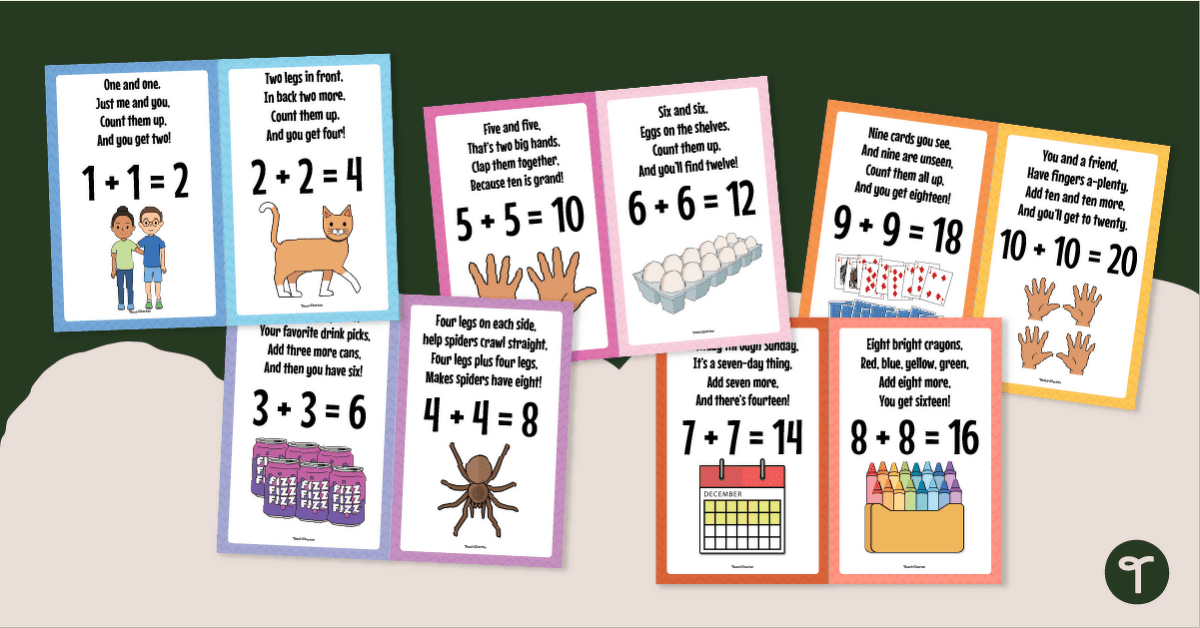 Double Facts Math Charts - Addition Rhyme Posters teaching resource