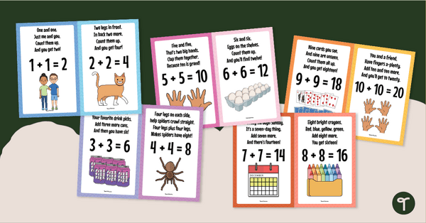 Go to Double Facts Math Charts - Addition Rhyme Posters teaching resource