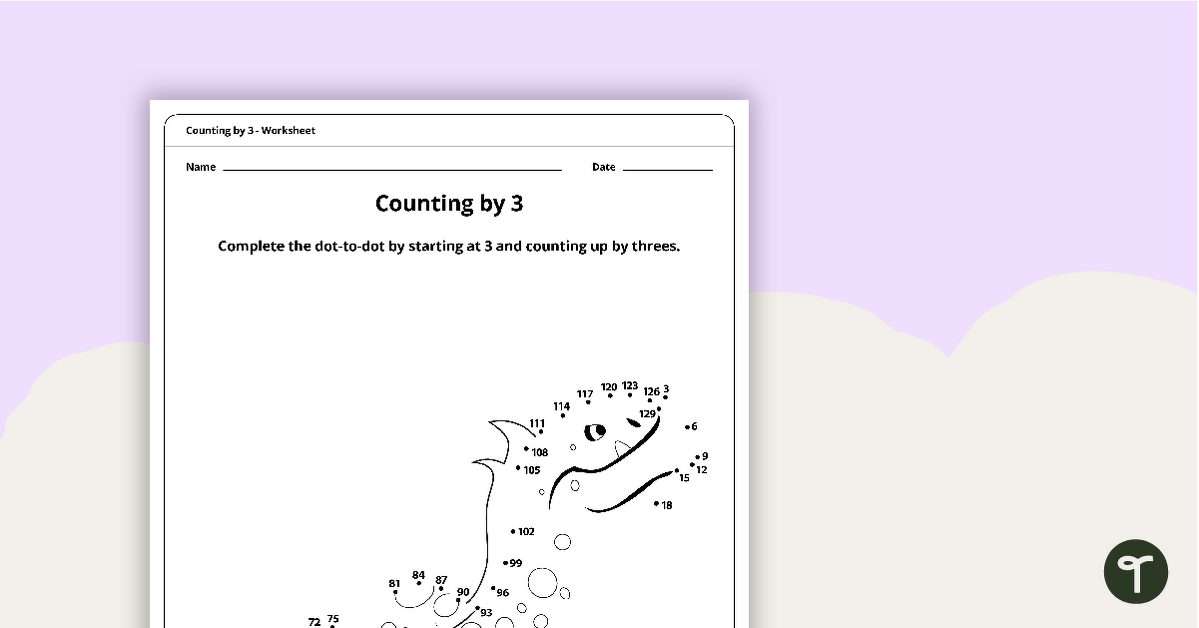 Dot-to-Dot Drawing - Counting by 3 - Eel teaching resource