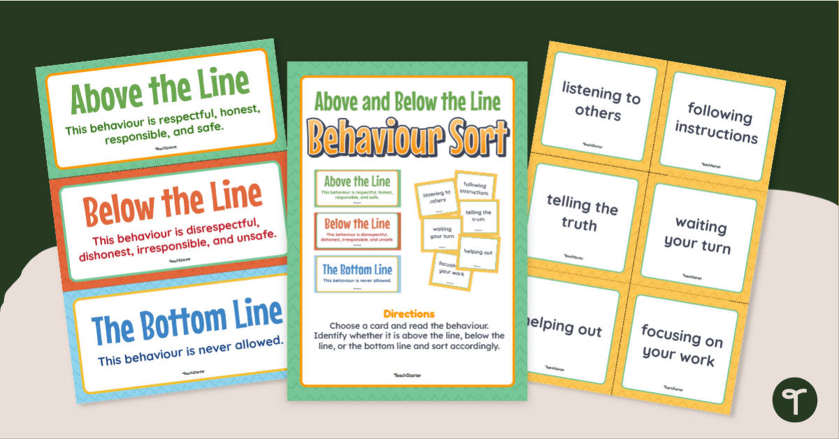 Above and Below the Line Behaviours – Sorting Activity teaching resource