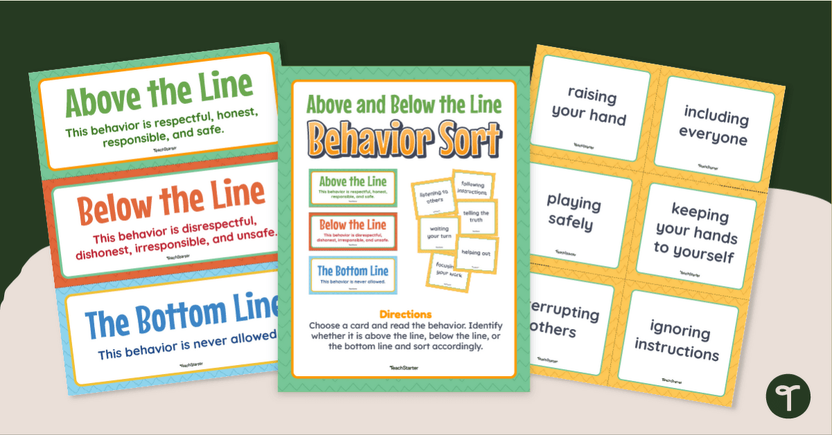 Above and Below the Line Behaviors - Sorting Activity teaching resource