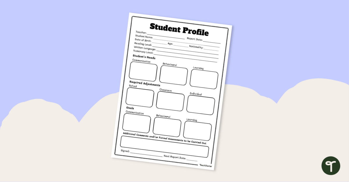 Editable Student Profile Template teaching resource