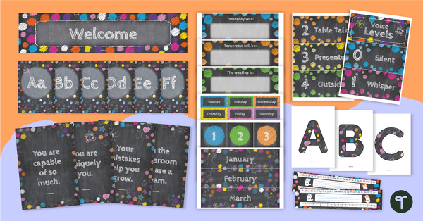 Go to Chalkboard Brights Classroom Theme Decor Bundle teaching resource