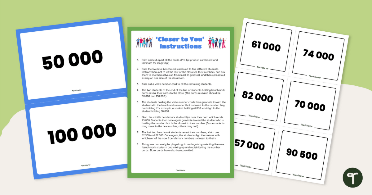 Comparing Numbers Game — 'Closer to You' teaching resource