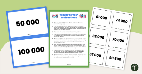 Go to Comparing Numbers Game — 'Closer to You' teaching resource