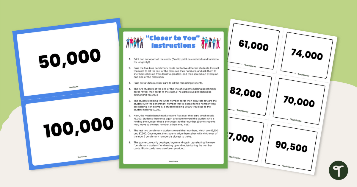 Comparing Numbers Game — "Closer to You" teaching resource