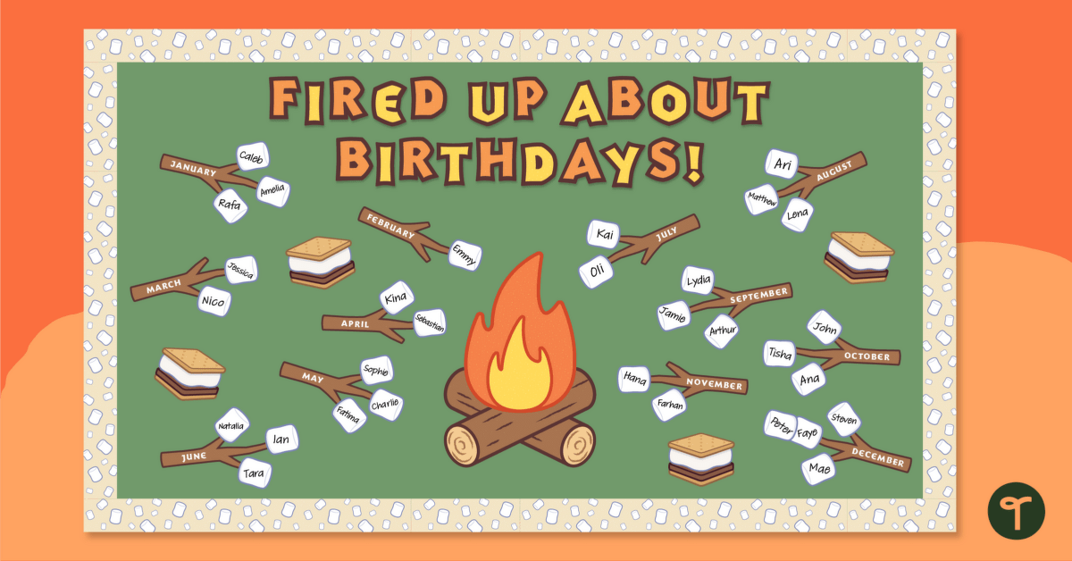 Fired Up About Birthdays - Birthday Wall Classroom Display teaching resource