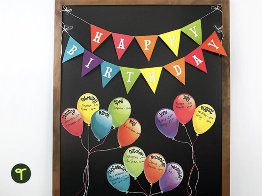 Balloon Birthday Chart teaching resource