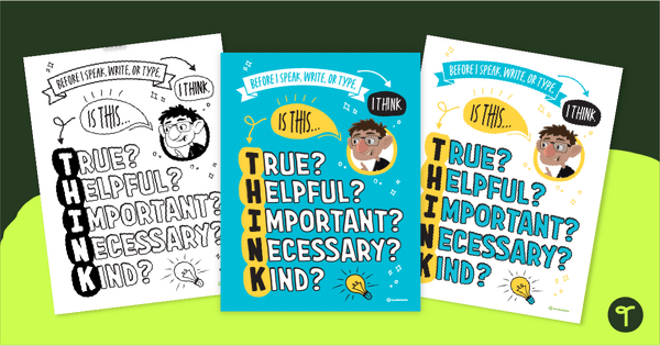 Go to THINK Strategy - Think Before You Speak Poster teaching resource