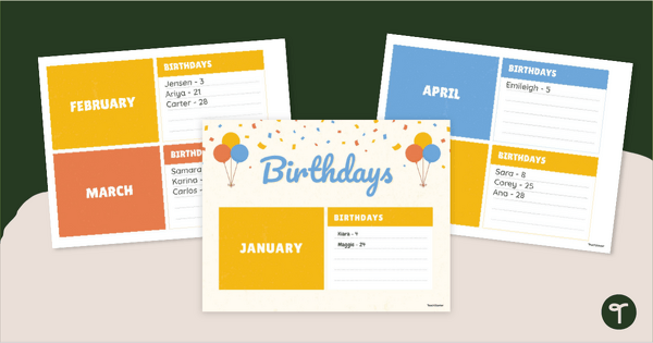 Go to Editable Birthday Calendar Display teaching resource