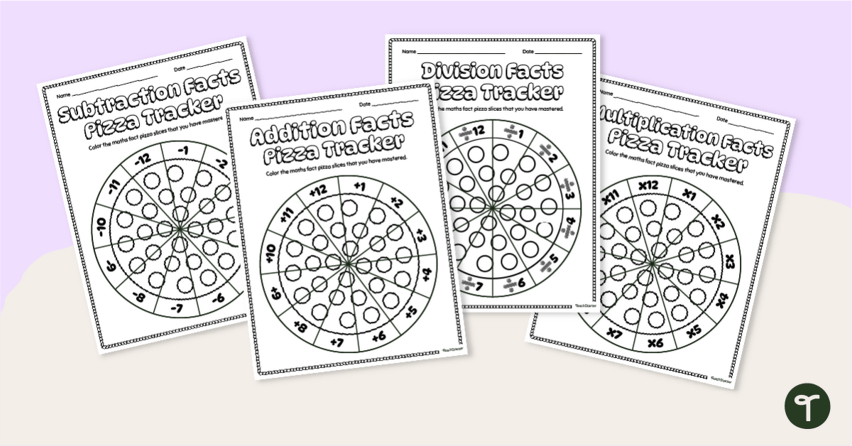 Pizza Maths Fact Fluency Trackers teaching resource
