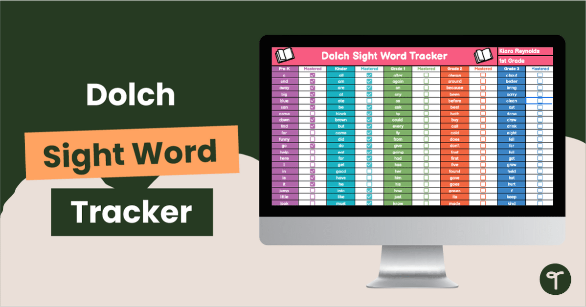 Dolch Sight Word Tracker - Google Sheets teaching resource