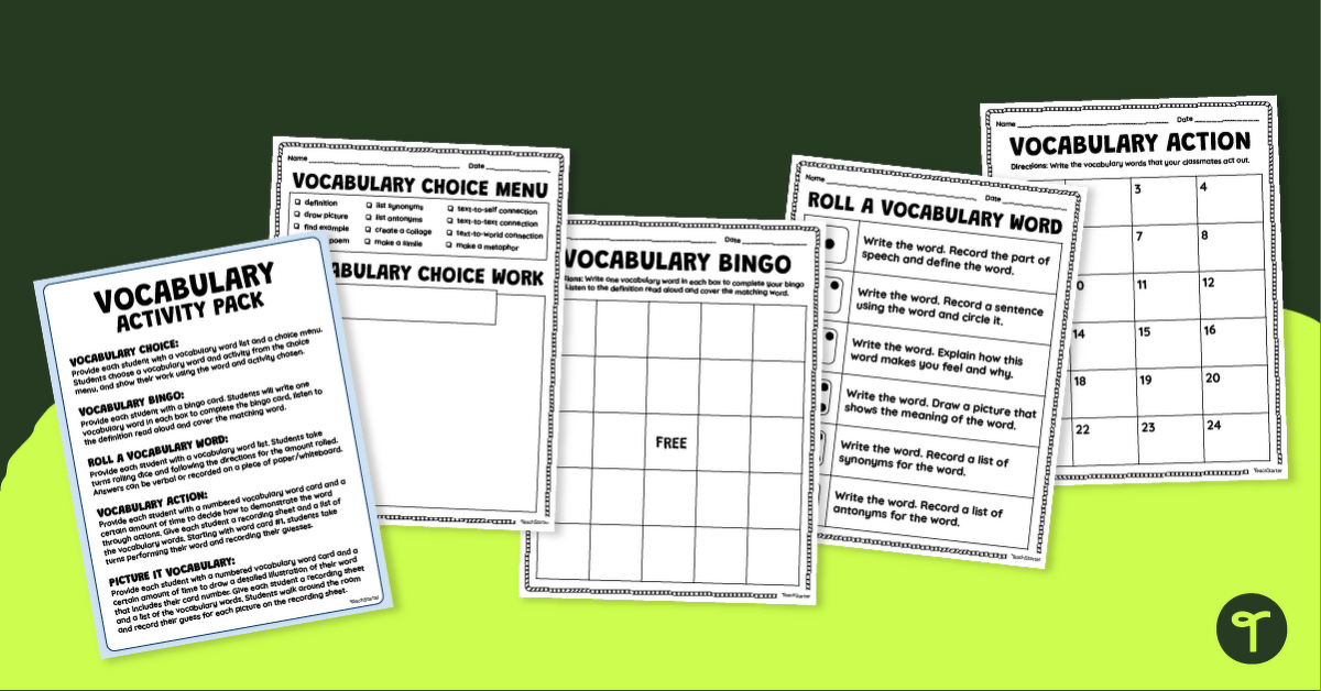 Vocabulary Builder Activity Pack - Upper Grades teaching resource