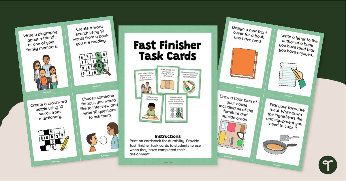 Fast Finisher Task Cards 3 5 Teach Starter