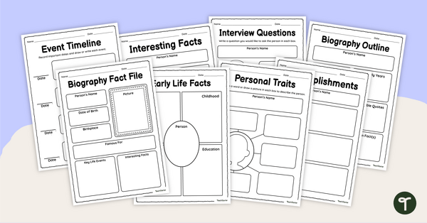 Go to Biography Graphic Organizer Pack teaching resource