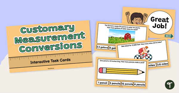 Go to Interactive Customary Conversion Activities — Interactive Task Cards teaching resource