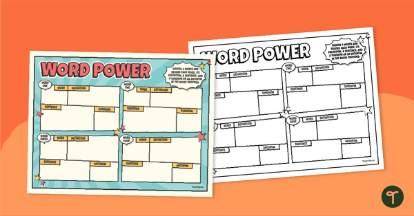 Go to Word Power - Comic-Inspired Vocabulary Sheet teaching resource