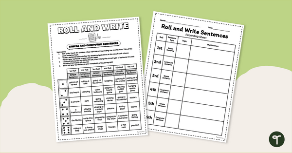 Go to Simple and Compound - Roll a Sentence Dice Game teaching resource