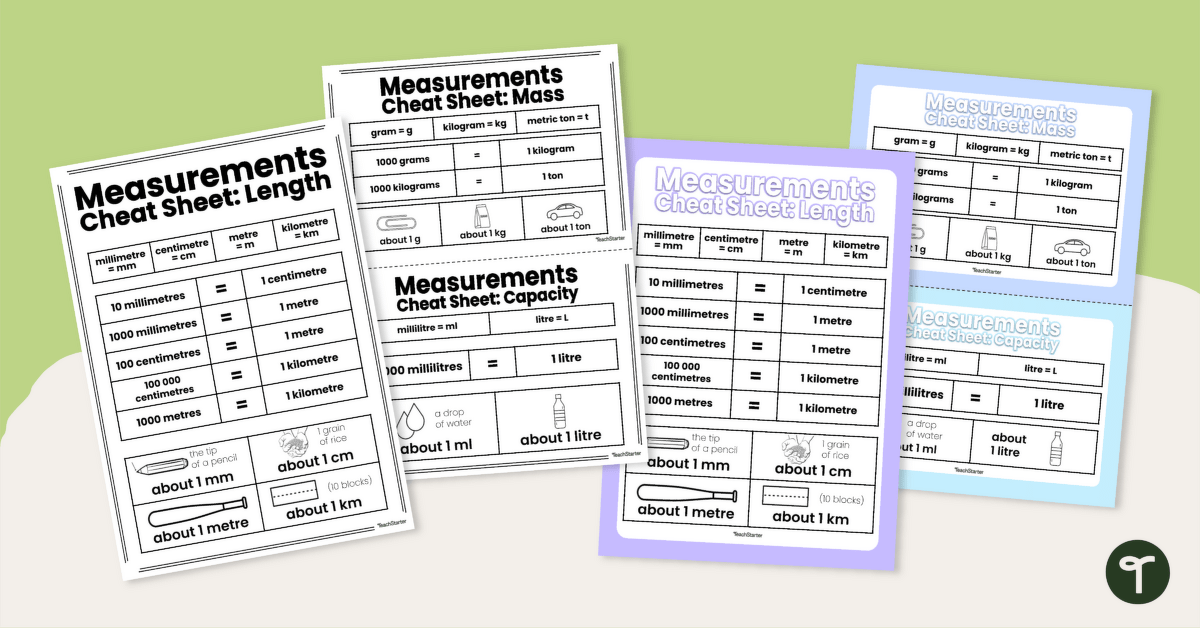 Metric Converting Measurements Chart Set teaching resource