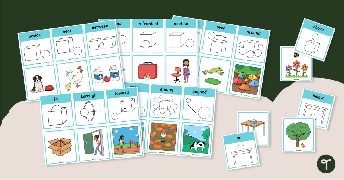 Preposition Images Matching Game teaching resource