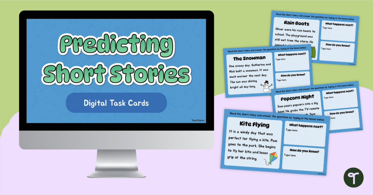 Making Predictions Short Stories Digital Task Cards teaching resource