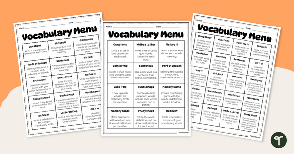 Go to Vocabulary Activity Choice Boards - Differentiated teaching resource