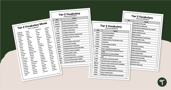 Go to Tier Two Vocabulary List - Year 3 teaching resource