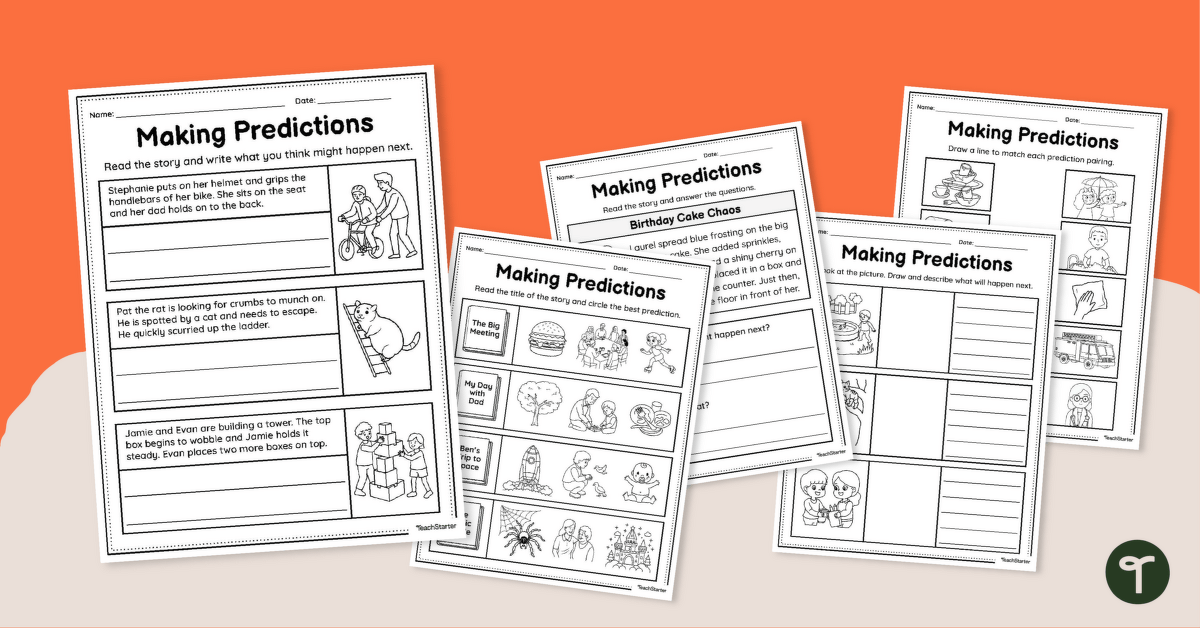 Making Predictions Worksheet Set teaching resource