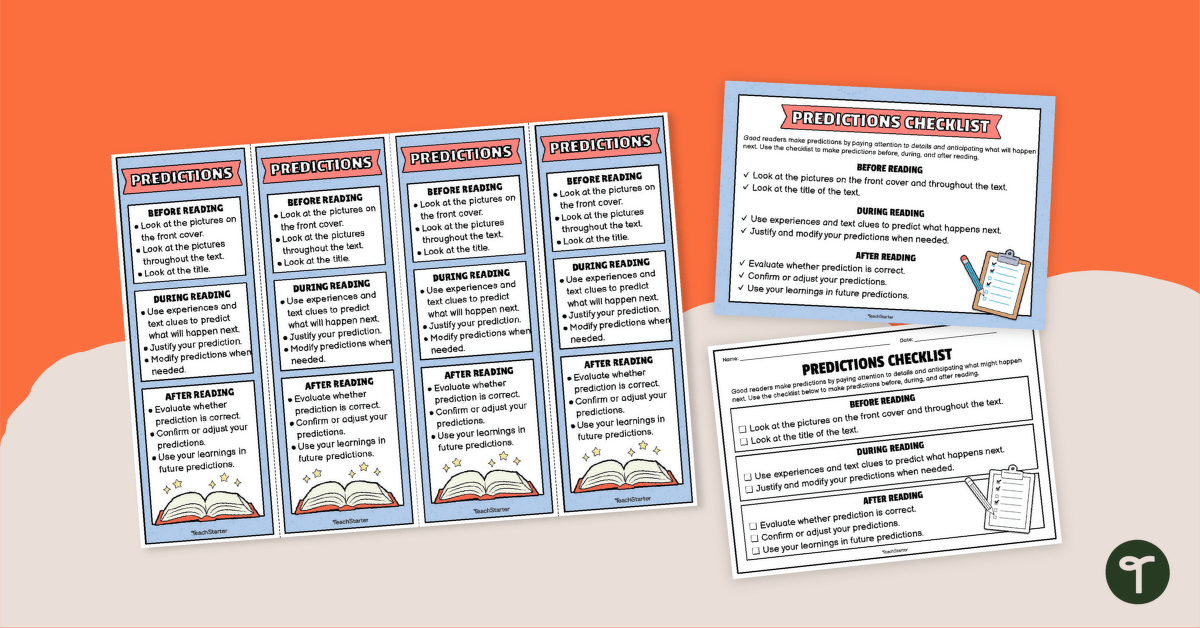 Making Predictions Before, During, After Reading Bookmark teaching resource
