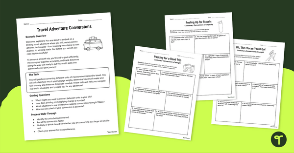 Go to Customary Measurement Conversion Word Problems Worksheet Set teaching resource