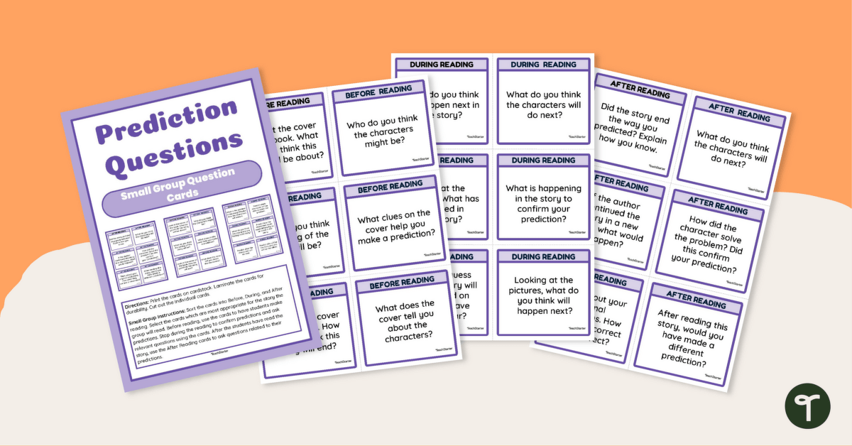 Prediction Questions for Reading Flashcards teaching resource