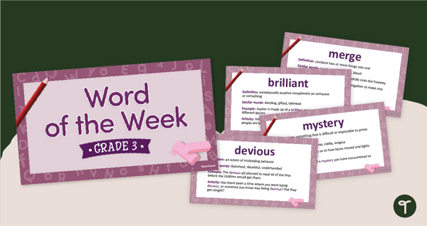 Go to Word of the Week PowerPoint - Vocab for 3rd Graders teaching resource