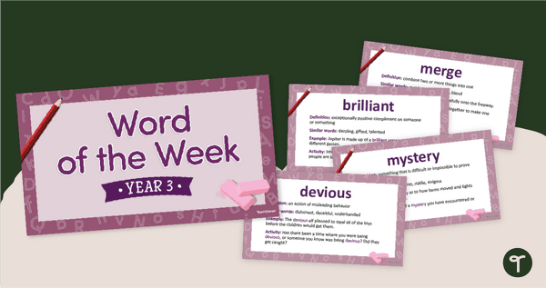 Go to Year 3 Vocabulary Word of the Week PowerPoint teaching resource