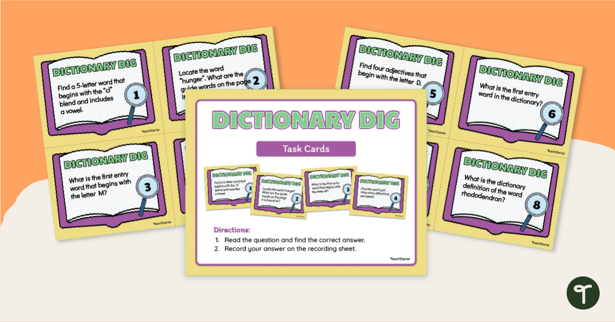 Dictionary Dig Activity Cards teaching resource