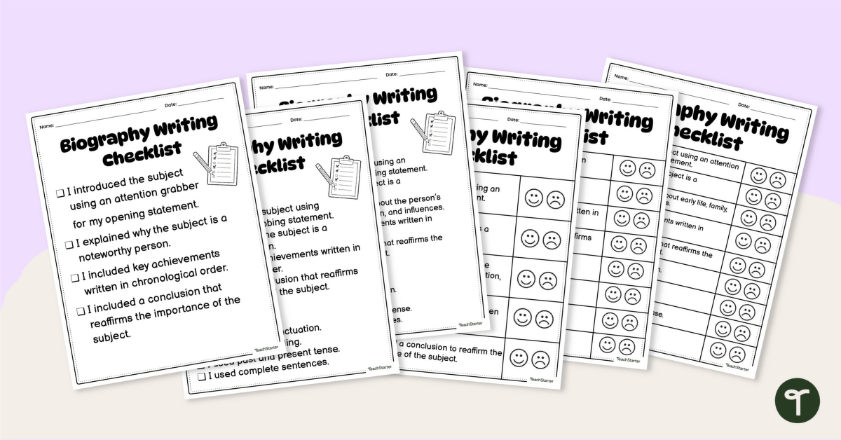 Biography Checklist Pack teaching resource
