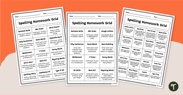 Go to Spelling Homework Grid Pack teaching resource