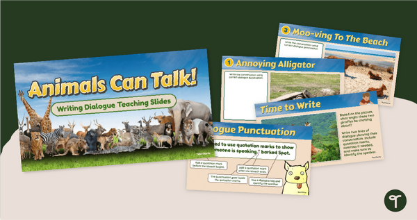 Go to Talking Animals - Writing Dialogue Interactive Slide Deck teaching resource