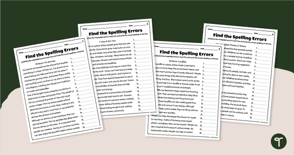 Go to Find the Spelling Errors Worksheets (3-4) teaching resource