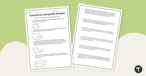 Go to Volume of Composite Shapes Worksheet teaching resource