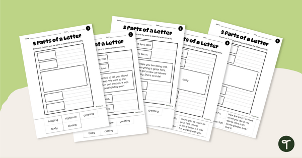 Go to 5 Parts of a Letter Cut and Paste Worksheets teaching resource