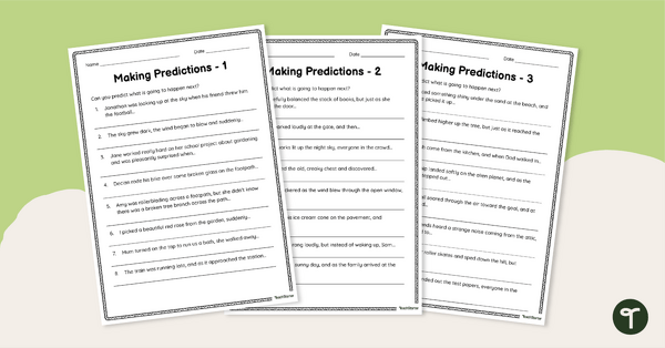 Go to Making Predictions from Sentences Worksheets teaching resource