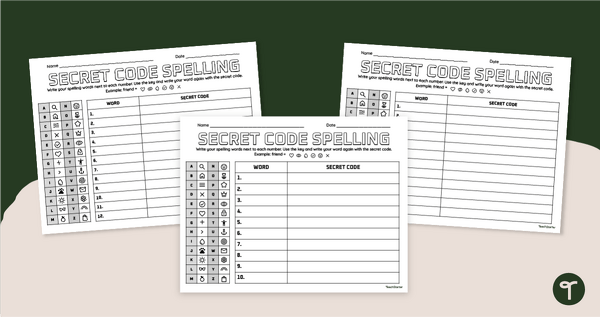 Go to Secret Code Spelling Worksheet Pack teaching resource