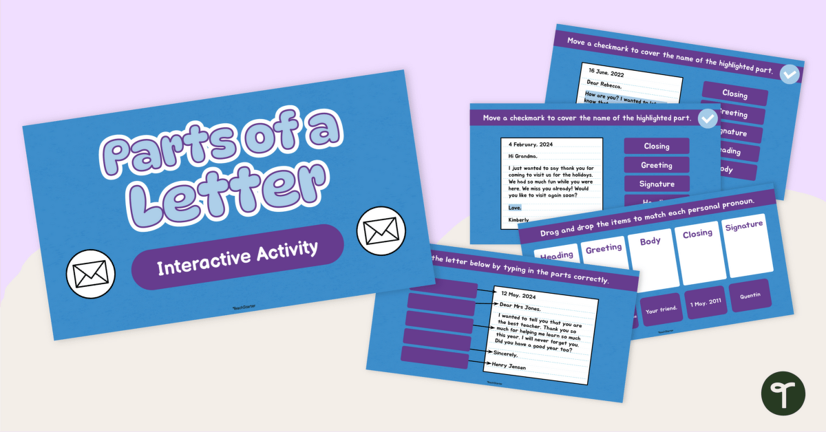 The Parts of a Letter Interactive Activity teaching resource