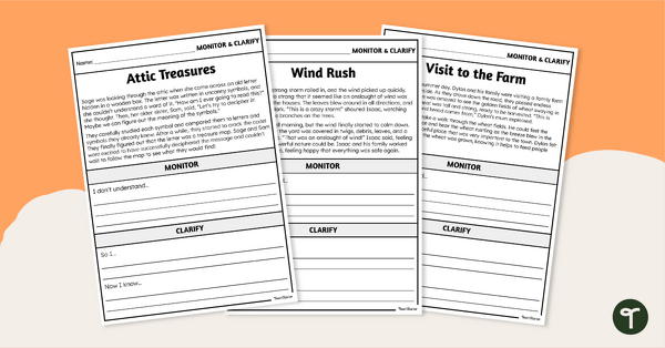 Go to Monitor and Clarify Reading Strategy Worksheets teaching resource