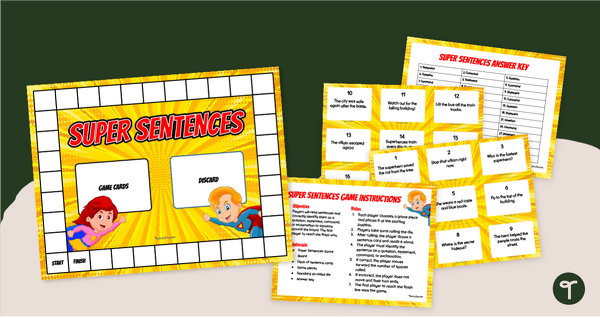 Go to Super Sentence Game - Statement, Command, Exclamation & Question teaching resource