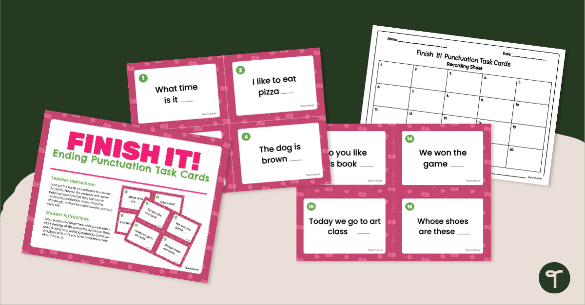 Finish It! - End Punctuation Task Cards (1-2) teaching resource